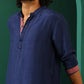 trueBrowns Men's Blue Silk Long Kurta | Swadesiicart