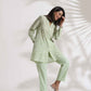 trueBrowns Green Cotton Floral Embroidered Co-ord Set - Swadesiicart