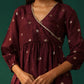 trueBrowns Wine Diamond Viscose Silk Waist Gathered Co-ord Set - Swadesiicart