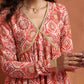trueBrowns Beige Print Flared Anarkali Kurta Set | Swadesiicart