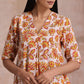 trueBrowns Red Overall Floral On White Cotton Block Print Kurta Pant Set | Swadesiicart