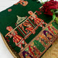 Lorenvalley Fashion Premium Green Vichitra Silk Embroidery and Diamond work Both Side Saree - Swadesiicart