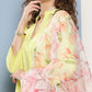InWeave Women's Lime Green Tiered Anarkali Kurta Set - Swadesiicart
