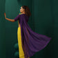trueBrowns Yellow Purple Muslin Silk Ready to Wear Saree | Swadesiicart