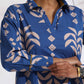 trueBrowns Blue Cotton Stripe Print Kurta Set | Swadesiicart