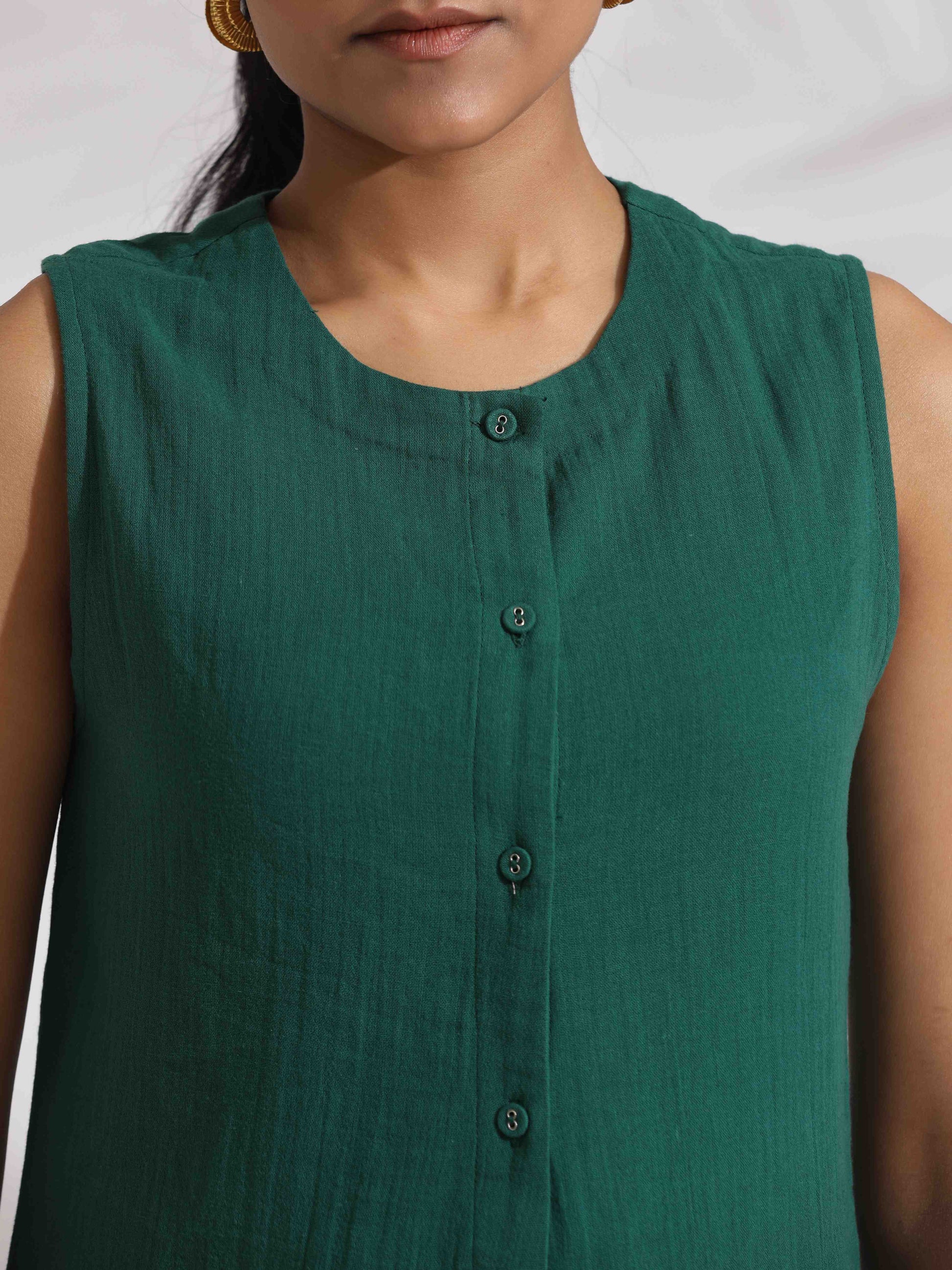 trueBrowns Green Cotton Co-ord Set - Swadesiicart