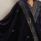 trueBrowns Purple Velvet Embroidered Kurta Pant Dupatta Set | Swadesiicart