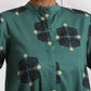 trueBrowns Green Cotton Print Front Slit Kurta Set | Swadesiicart