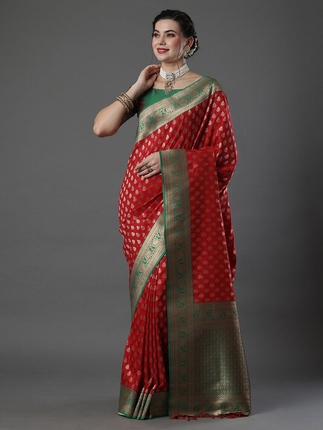 Mitera Woven Design Zari Silk Blend Banarasi Saree | Swadesiicart