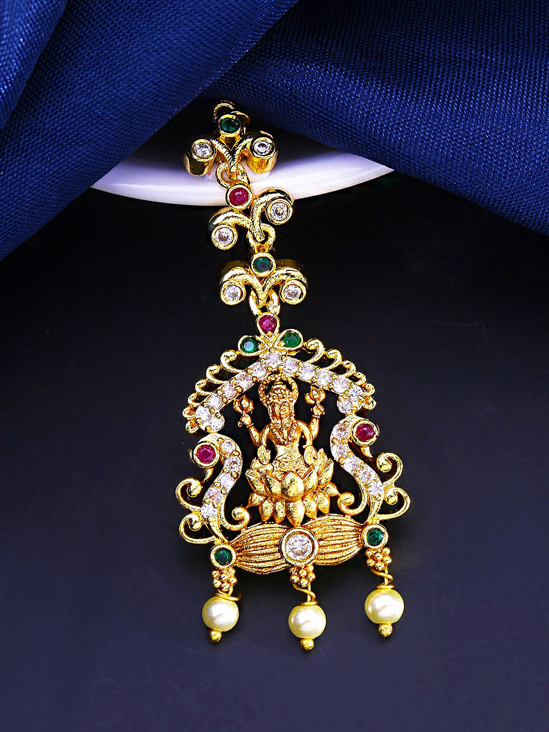 Yellow Chimes Women Gold-Polished White & Red Ad Studded Handcrafted Maang Tikka | Swadesiicart