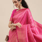 Saree Mall Pink Ethnic Motifs Zari Silk Blend Banarasi Saree For Women | Swadesiicart