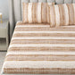 DREAM WEAVERZ Beige & Brown Striped Pure Cotton 220 TC King Bedsheet With 2 Pillow Covers - Swadesiicart