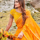 Tikhi Imli Mustard Yellow Gotta Patti Ruffles Saree | Swadesiicart