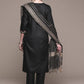 Anubhutee Black Floral Embroidered Thread Work Kurta with Trousers & With Dupatta | Swadesiicart