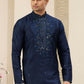 Raivat Ethnic Banarasi Art Silk Thread and Mirror Work Kurta Pajama In Blue Colour | Swadesiicart