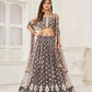 Aastha Fashion Space Gray Butterfly Net White Cotton Thread Work And Sequence Work Embroidery Wedding Wear Lehenga Choli