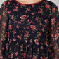 Souchii Women Navy Blue & Red Floral Chiffon A-Line Tiered Dress - Swadesiicart