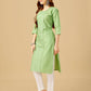 Jyoti Fashion Women's Lime Green Cotton Blend Embroidered Kurta Pant Set | Swadesiicart