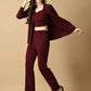 Myshka Women's Magenta Solid Coat With Trousers - Swadesiicart