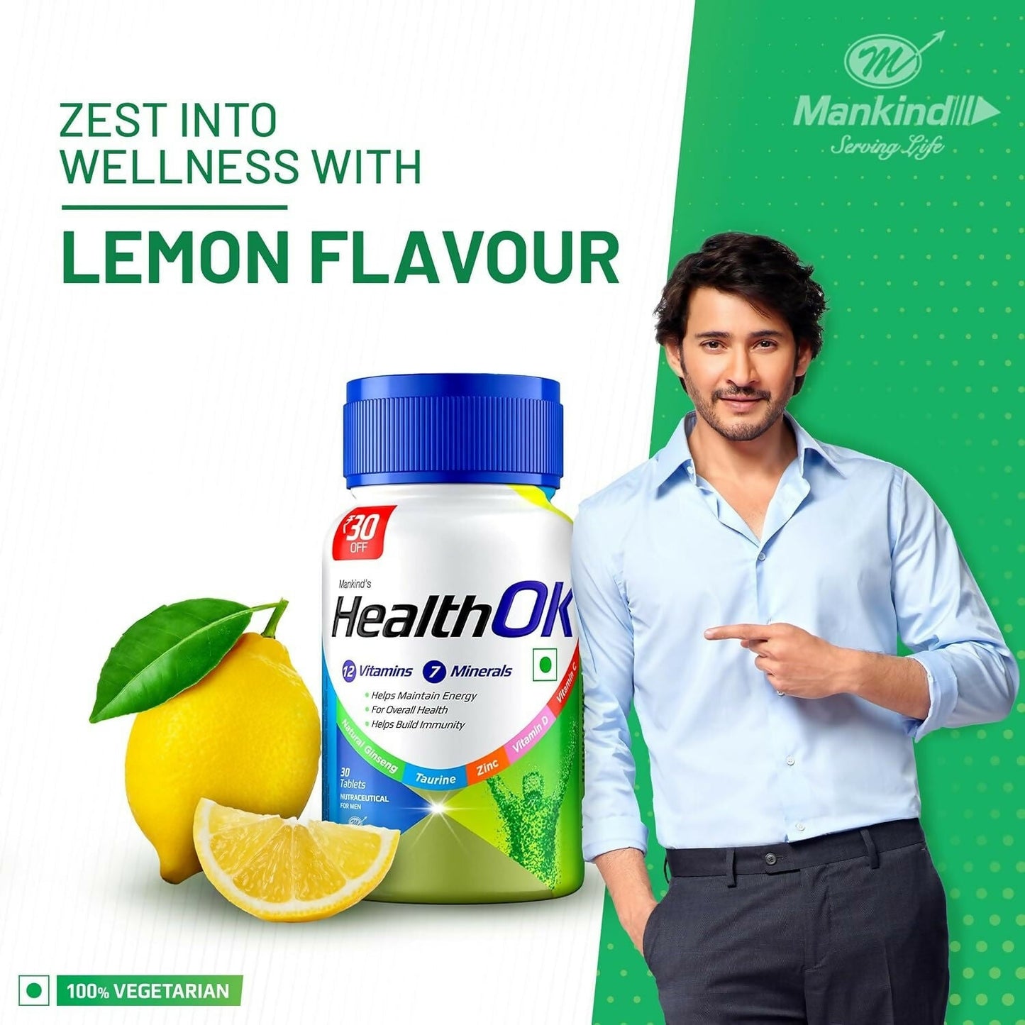 Health OK Multivitamin Tablets For Daily Energy, Vitamin D, C & Overall Health - Swadesiicart
