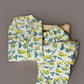 Breathables Kids Cotton Night Suit – White Avocado Print Shirt & Pyjama Co-Ord Set For Boys & Girls