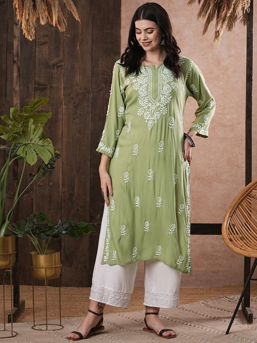 ADA Women Ethnic Motifs Embroidered Flared Sleeves Kurta