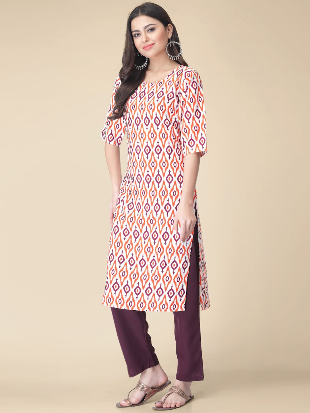 Kalini Geometric Printed Printed Regular Kurta with Trousers - Swadesiicart
