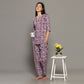 Breathables Women Cotton Printed Loungewear Kurta And Pants Co-Ord Set Pink I Night Wear | Floral Print