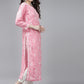 ADA Women Pink & White Floral Chikankari Cotton Handloom Kurta | Swadesiicart