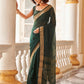 Tikhi Imli Green & Gold-Toned Polycotton Zari Ready to Wear Saree | Swadesiicart