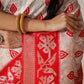 Shree Shyam Fashion Linen Cotton Red & White Saree