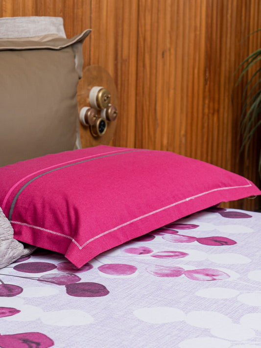 URBAN SPACE Divine Purple Floral 144 TC Pure Cotton Queen Bedsheet With 2 Pillow Covers - Swadesiicart