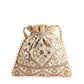 Masq Beige Embellished Embroidered Potli Clutch - Swadesiicart