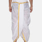 Sethukrishna Men White & Gold-Coloured Solid Readymade Cotton Dhoti Pant | Swadesiicart