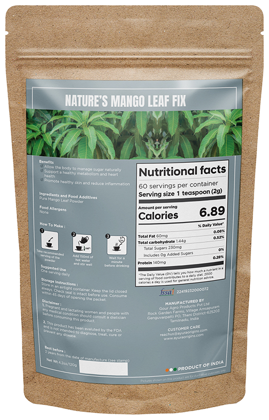 Ayura Origins Nature's Mango Leaf Fix Powder - Swadesiicart