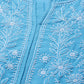 ADA Women Blue & White Pure Cotton Chikankari Embroidered Kurta with Trousers | Swadesiicart