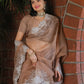 Tikhi Imli Beige Embroidered Organza Saree | Swadesiicart