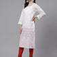 ADA Women White Chikankari Embroidered Sustainable Handloom Kurta with Churidar | Swadesiicart