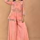 Morchari Women And Hand Embroidery Palazzo Set-Peach - Swadesiicart