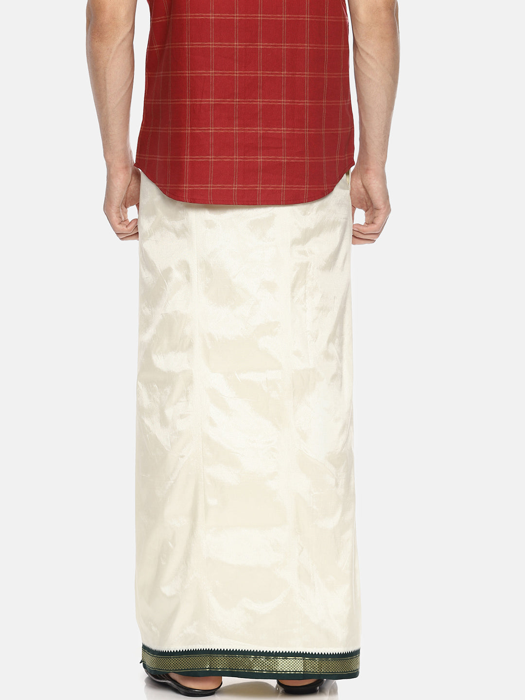 Sethukrishna Cream-Coloured Solid Readymade Dhoti For Men | Swadesiicart