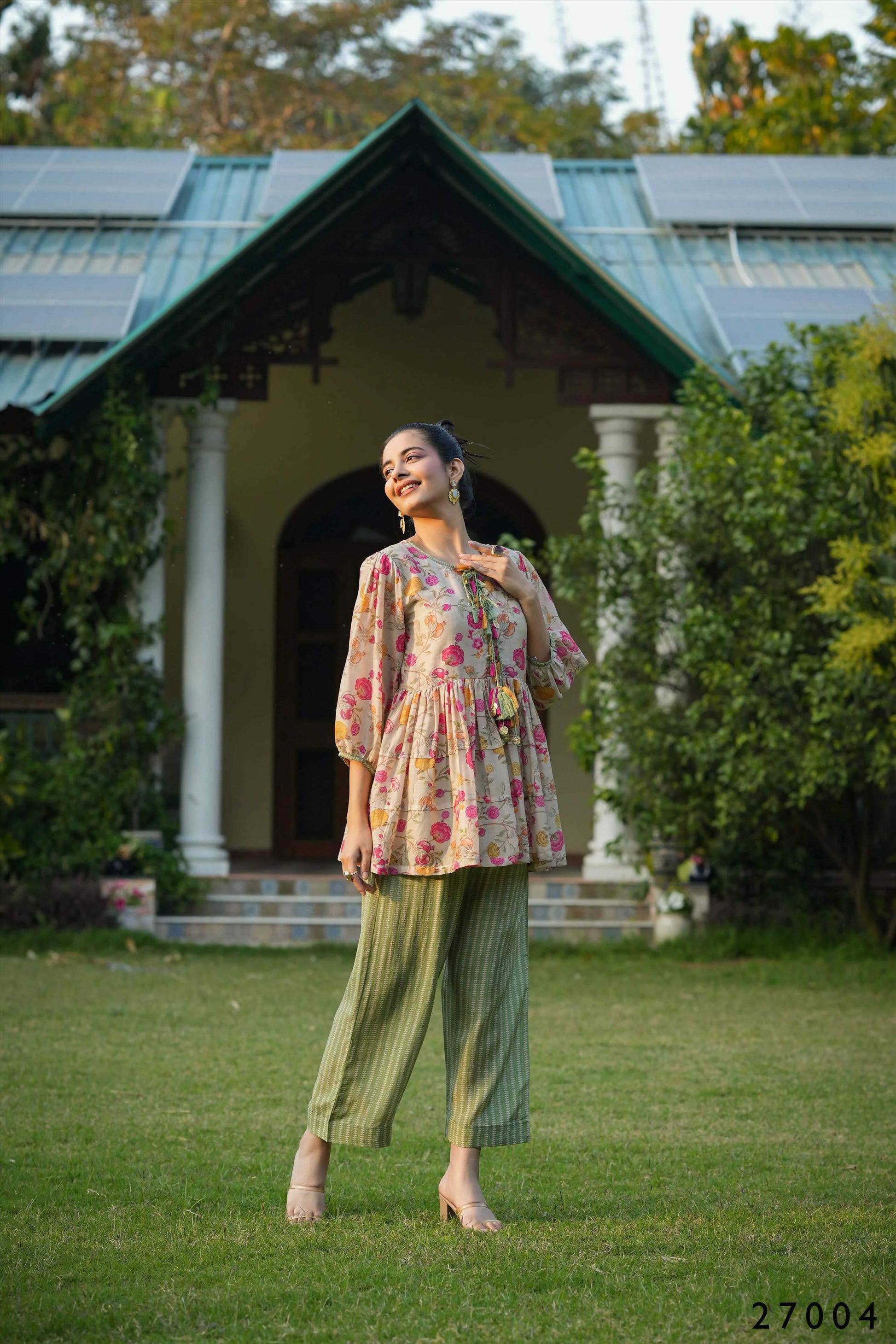 Women's Casual Fashionable Multi Mull Cotton co-ord set - Anya - Swadesiicart