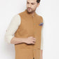 Even Apparels Brown Polyester Men's Nehru Jacket-Contrast Lining-Inbuilt Pocket Square | Swadesiicart
