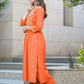 BulBul Meenaxi Rust Rayon Kurta Set - Swadesiicart