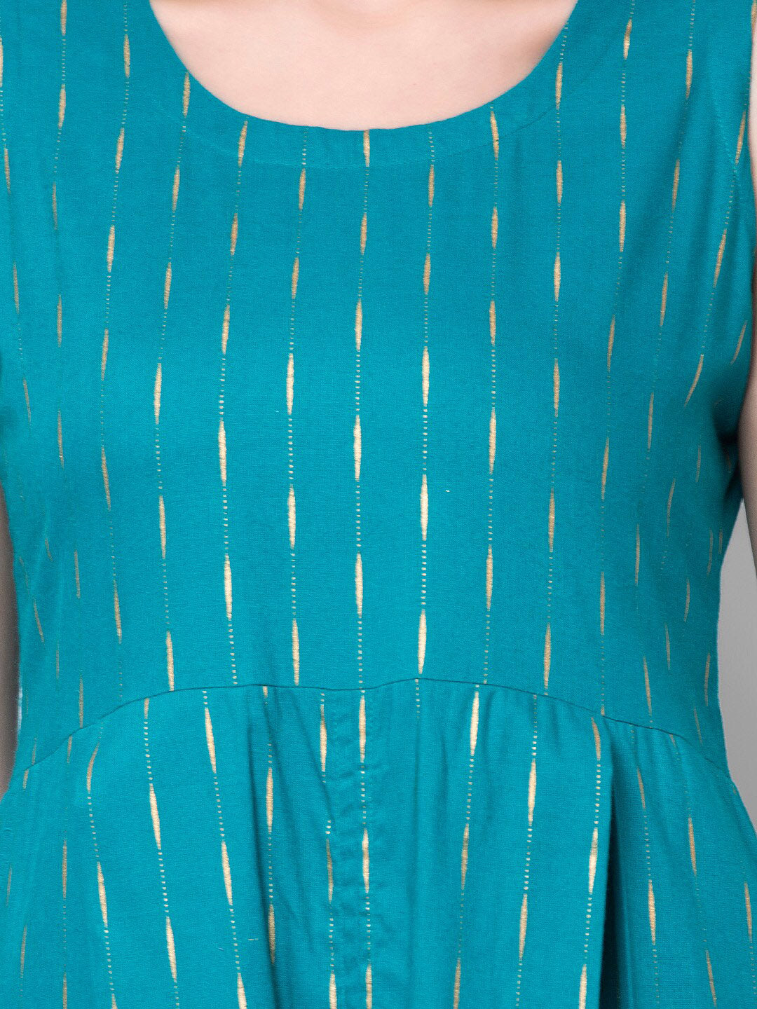 Kalini Women Turquoise Blue Ethnic Motifs High-Slit Kurta - Swadesiicart