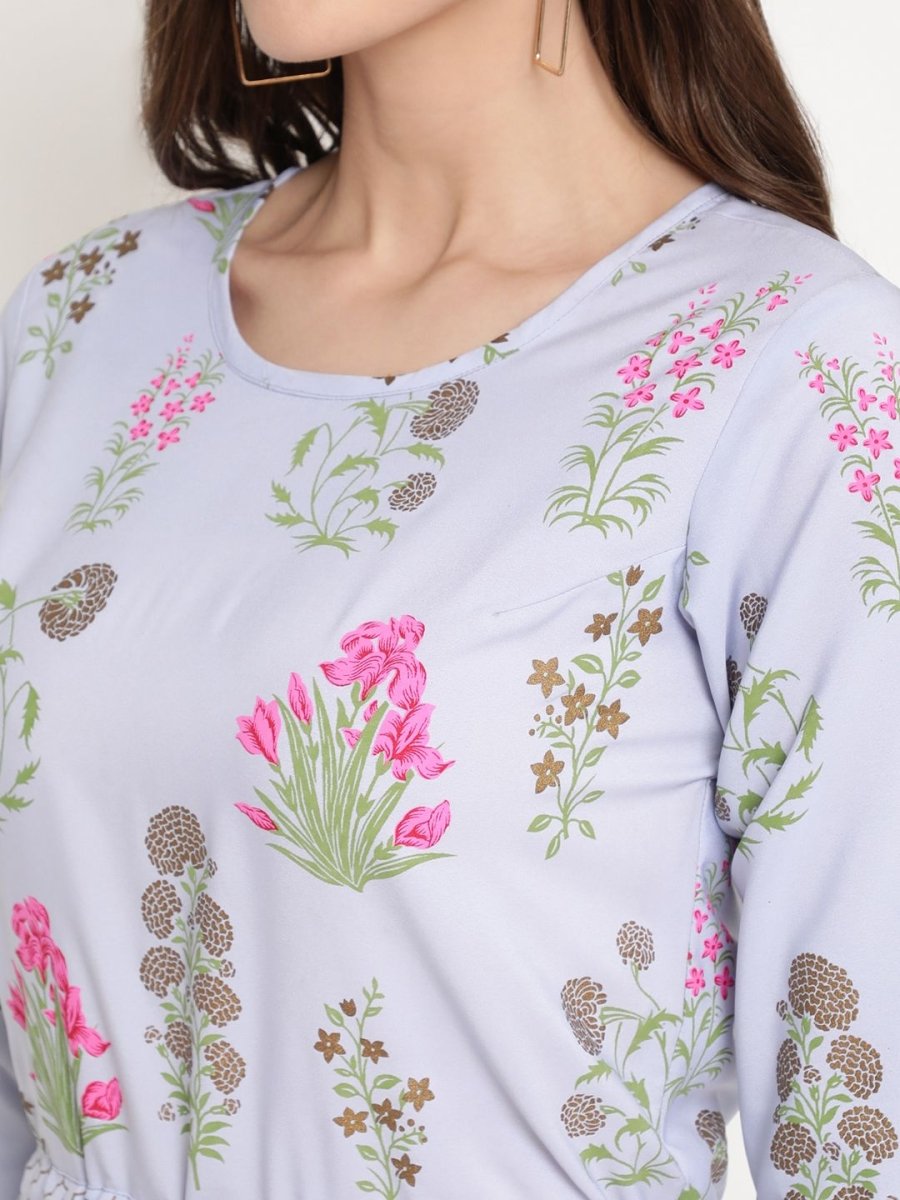 Ahalyaa Womens Blue Crepe Printed Jumpsuit | Swadesiicart