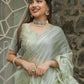 Tikhi Imli Embellished Sequinned Ruffled Ready to Wear Satin Saree | Swadesiicart