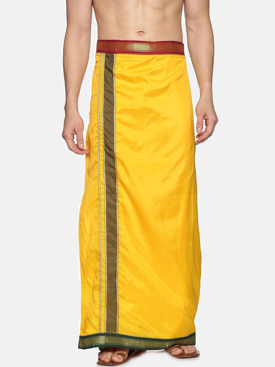 Sethukrishna Men Yellow Solid Readymade Dhoti | Swadesiicart