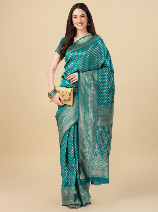 Kalini Ethnic Motif Woven Design Zari Art Silk Banarasi Saree | Swadesiicart