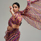 Tikhi Imli Brown Striped Ruffled Ready To Wear Saree | Swadesiicart
