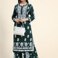 HOUSE OF KARI Women Green Floral Embroidered Chikankari Kurta with Palazzos | Swadesiicart